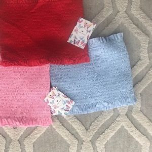 Blue smocked crop top